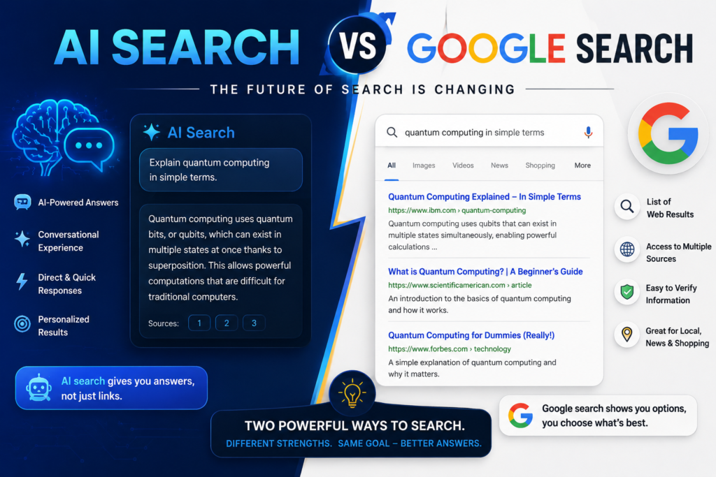 AI Search vs Google Search: Is the Future of Online Search Changing? AI Search vs Google Search
