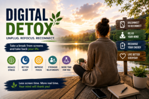 Person enjoying nature during a digital detox
